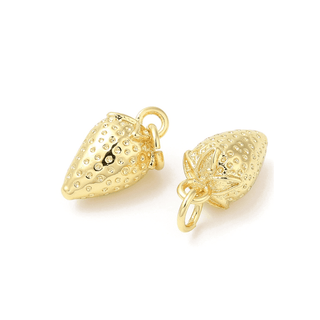 Front & back view of the Gold Strawberry Charm