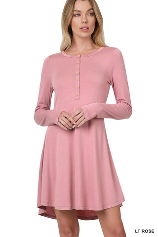 Long Sleeve Button Down Dress*