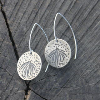 Silver Coneflower Earrings