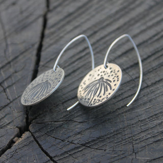 Silver Coneflower Earrings