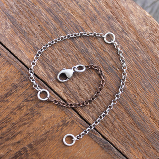 Silver and Copper Mixed Chain Bracelet, 8"