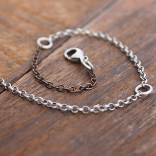 Silver and Copper Mixed Chain Bracelet, 8"