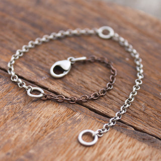 Silver and Copper Mixed Chain Bracelet, 8"