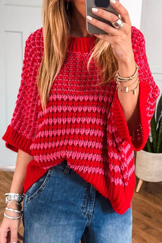 Color Block Draped Sleeve Sweater