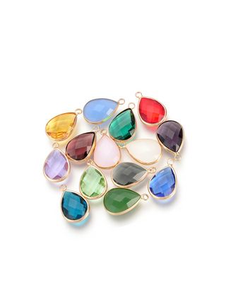 Front of Gold Framed Small Teardrop Glass Charm | Assorted