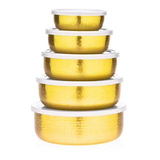 Godinger - Hammered Gold 5 Piece Storage Bowl Set