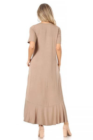 Plus Knit Solid Jersey Ruffled Maxi Dress