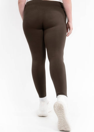 Fleece Lined Leggings - Curvy Fit: Olive