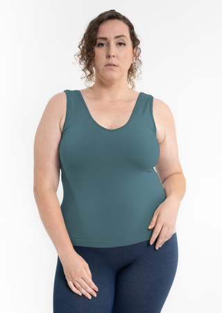 Built-In-Bra Tank - Curvy Fit: Peacock