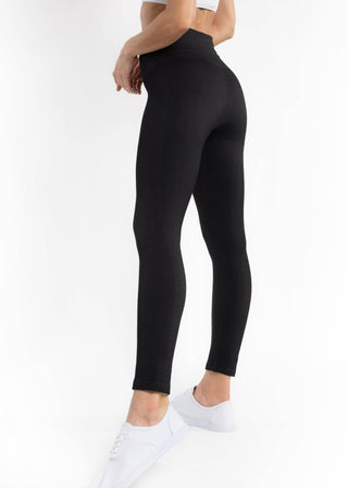 Fleece Lined Crossover Leggings: Black