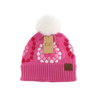 Flower Pattern Pom C.C Beanie