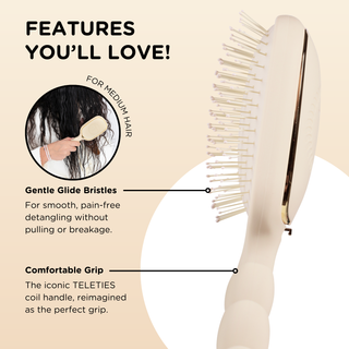 TELETIES Medium Hair Detangling Brush - Tan
