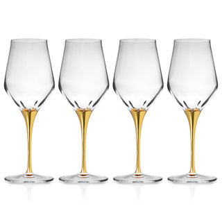 Godinger - Set of Four Italian Crystal Gold-Stem Wine Glass