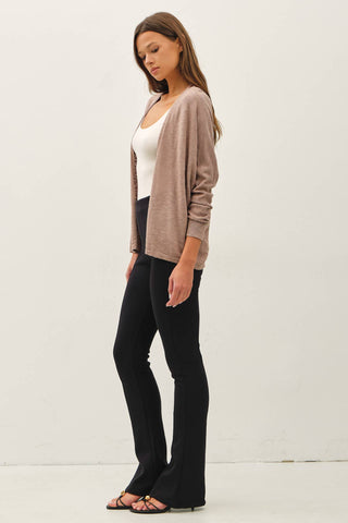 OPEN FRONT DOLMAN SLEEVE SLUB CARDIGAN