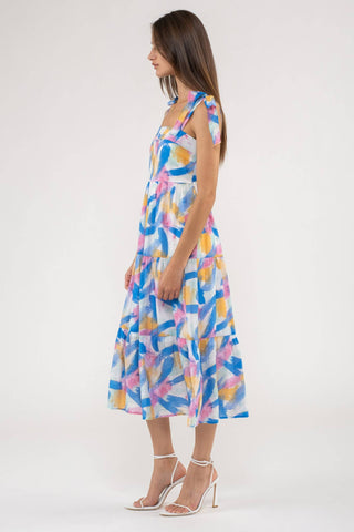 BRUSH STROKE DRESS BLUE MULTI