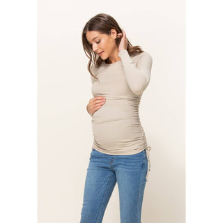 Ribbed Cinched Long Sleeve Knit Top