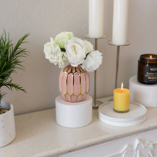 Sagebrook Home - Decorative Vase - Blush/Gold Ceramic Bud Abstract Modern,8in