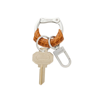 Oventure - Men's Keychain - Stylish cOgnac Leather O-Boy Keyring