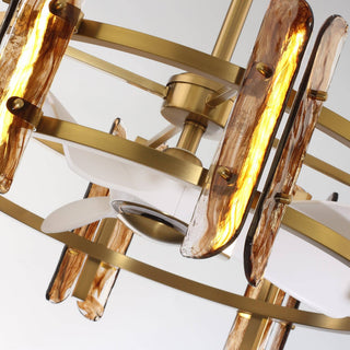 Brio Lighting - Ceiling Fan Modern 32" Perimost 3-Blade Gold Glass LED Light