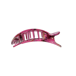 Teleties medium flat round hair clip in Garden Glam print, side view
