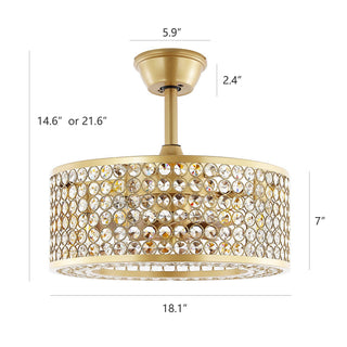 Brio Lighting - Ceiling Fan 18" Modern Gold 8-Blade 4-Light Fandelier