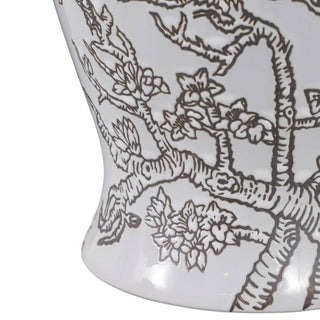 Sagebrook Home - Decorative Jar - White/Brown Ceramic Cherry Blossom, 15 in.
