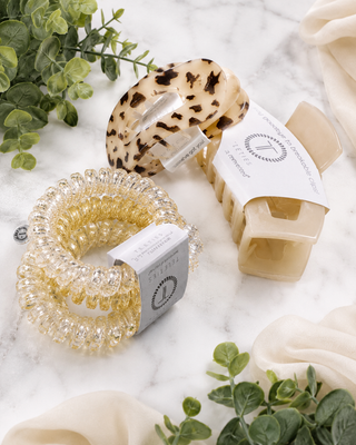 Hair Clip – Almond Beige Teleties – flat lay