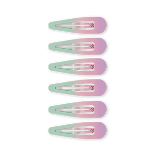 TELETIES Aquaviolet snap clips, 6 count, in purple with mint tips