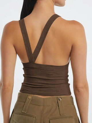 Asymmetrical Back Ribbed Crop Tank Top - Just Believe Boutique