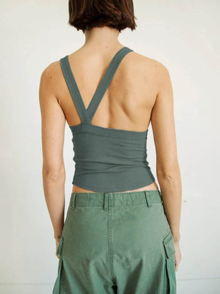 Asymmetrical Back Ribbed Crop Tank Top - Just Believe Boutique