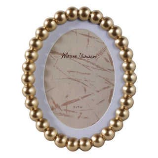Sagebrook Home - Photo Frame - Gold Glass Matted Round Beaded, 7x9 in.