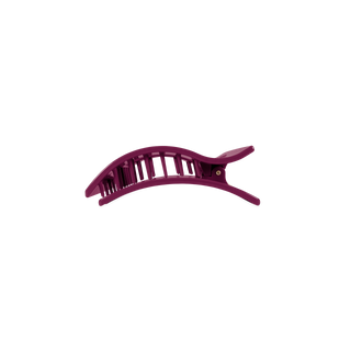 Teleties small flat rectangle hair clip in Mulberry berry purple, side view