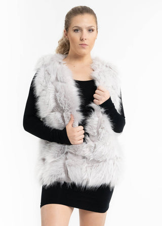 Posh Faux Fur Vest: Light Grey