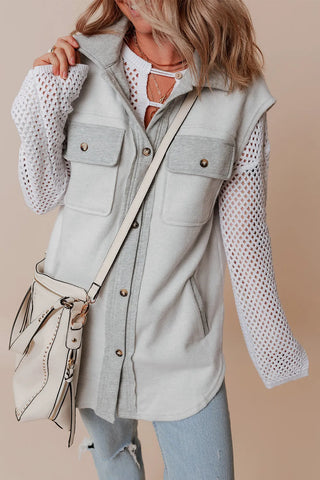 Pocketed Button Up Collared Neck Vest