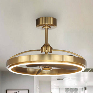 Brio Lighting - Ceiling Fan Modern LED BreezeLite 27" Copper Mount Caged