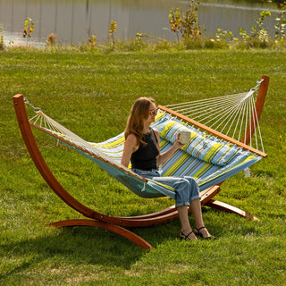Sunnydaze Decor - Wooden Arc Hammock Stand with Hooks and Chains - 12 ft