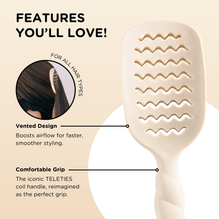 TELETIES Vented Hair Brush Tan for Faster Blowouts