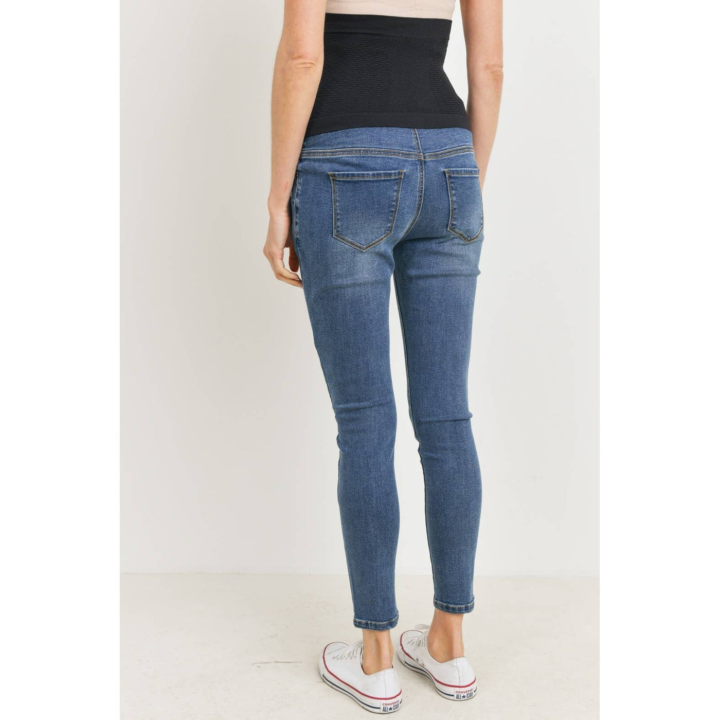 Stretch Maternity Skinny Jeans With Elastic Belly Band