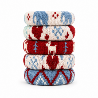 Winter Fair Isle Elastic Hair Tie, 5-Piece Set