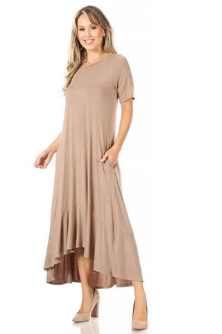 Plus Knit Solid Jersey Ruffled Maxi Dress