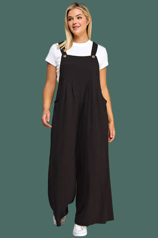 Pleated Overalls with Pockets