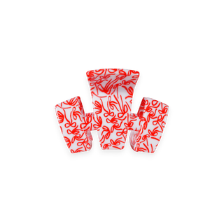 Petite hair clip with red-and-white patterned bow ties, TELETIES Classic.