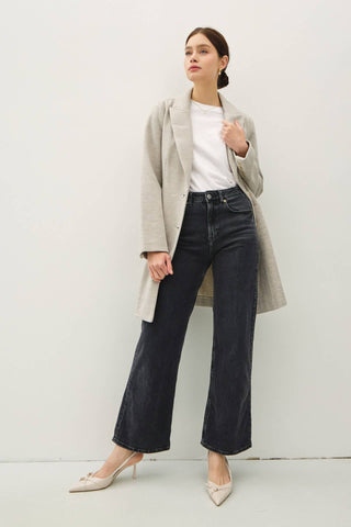 LIGHT CHEVRON PATTERN DOUBLE BUTTON COAT
