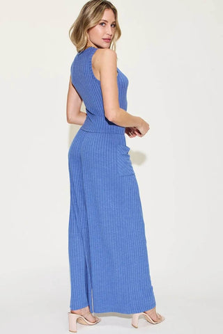Basic Bae Full Size Ribbed Tank and Wide Leg Pants Set - Just Believe Boutique