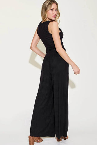 Basic Bae Full Size Ribbed Tank and Wide Leg Pants Set - Just Believe Boutique
