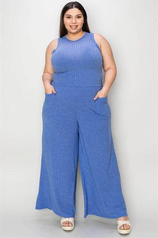 Basic Bae Full Size Ribbed Tank and Wide Leg Pants Set - Just Believe Boutique