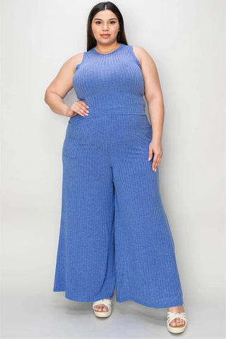 Basic Bae Full Size Ribbed Tank and Wide Leg Pants Set - Just Believe Boutique