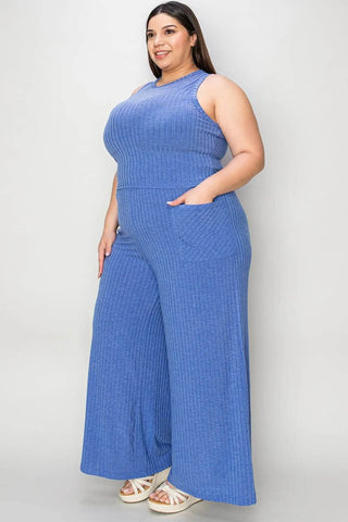 Basic Bae Full Size Ribbed Tank and Wide Leg Pants Set - Just Believe Boutique