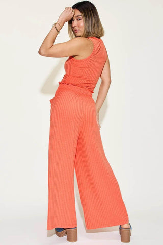 Basic Bae Full Size Ribbed Tank and Wide Leg Pants Set - Just Believe Boutique