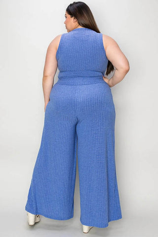 Basic Bae Full Size Ribbed Tank and Wide Leg Pants Set - Just Believe Boutique